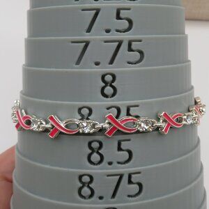 Avon Pink Ribbon Breast Cancer Awareness Silver Tone Rhinestone Tennis Bracelet